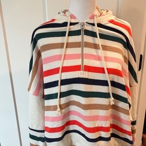 Aerie Womens Multicolor Stripped Half Zip Front Hoodie Size L